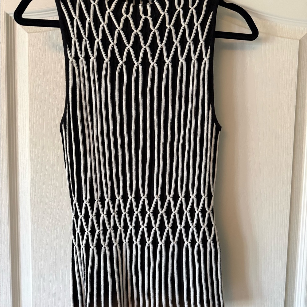 White House Black Market Black and White Striped Top